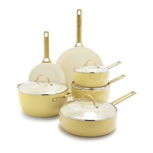 Greenpan Sunrise Reserve 10Pc Ceramic Nonstick Cookware Set, Yellow